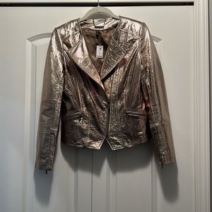 Gorgeous WHBM NWT Metallic Leather Jacket